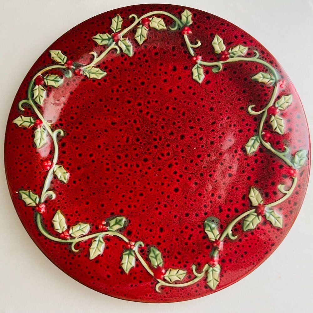 Red Christmas Holly Berry Platter